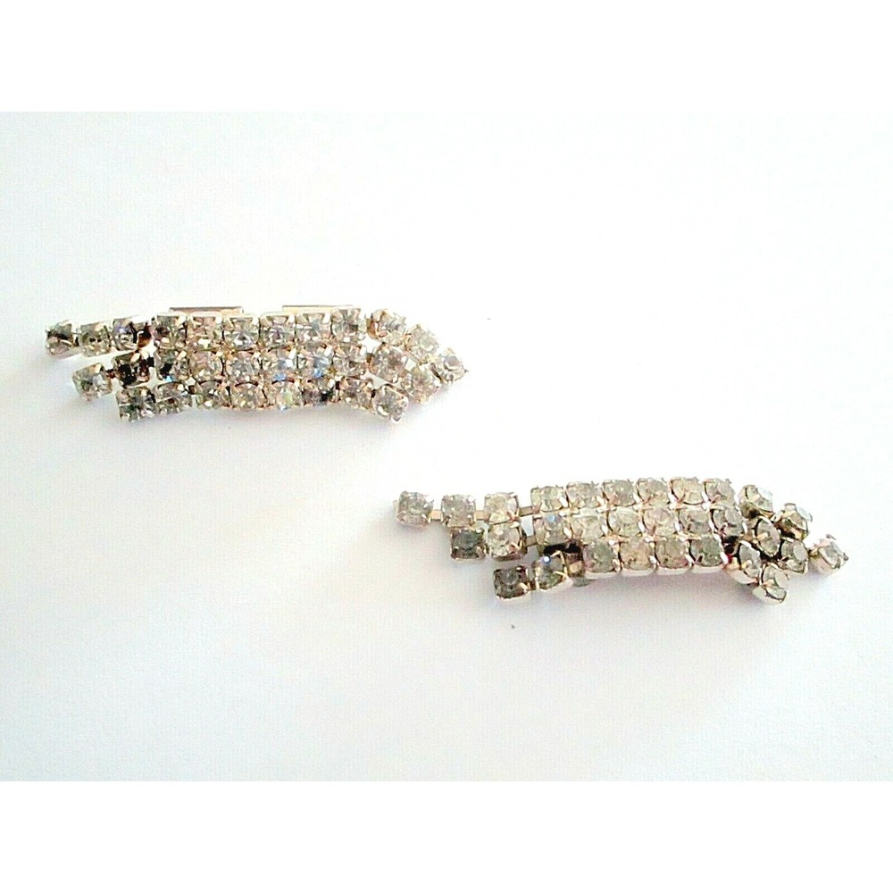 Vintage Dangle Clear Rhinestone Shoe Clips Sparkly Formal 1950's